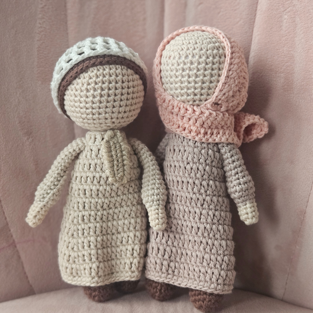 Handmade Crochet Boy Doll – Brown Thobe (18cm)