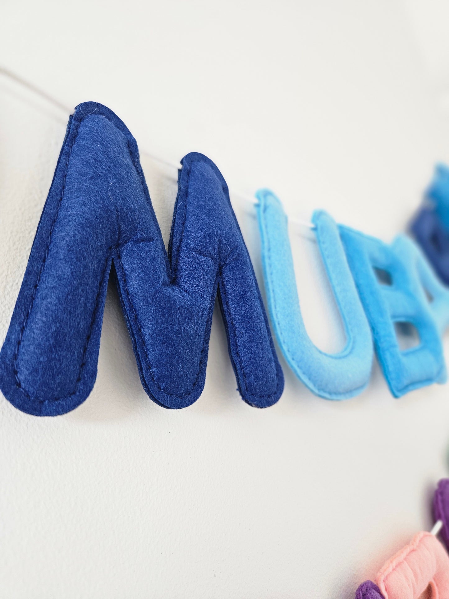 Blue Ombre Felt Eid Mubarak Lettering Garland
