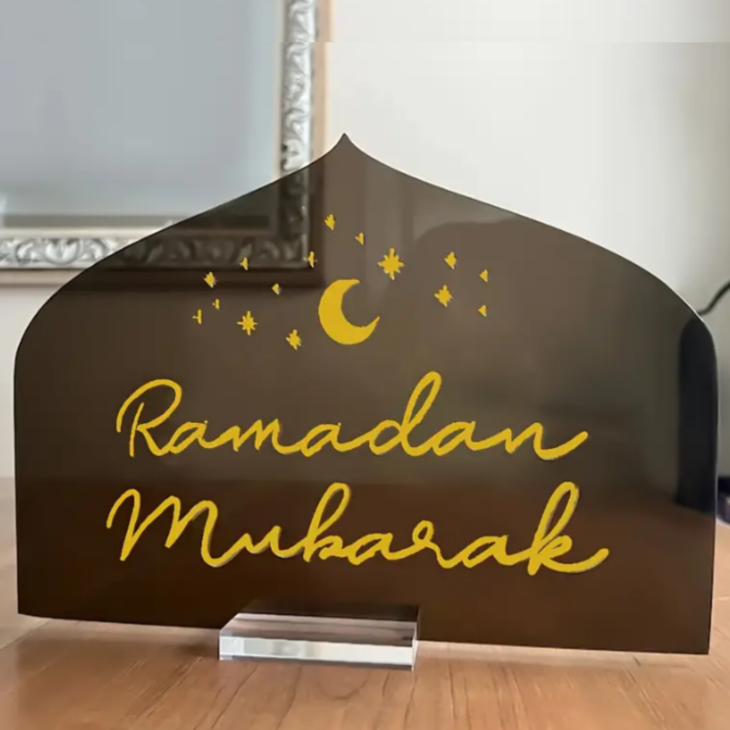 Translucent Acrylic Ramadan Mubarak Table Sign - 29 x 18.5cm