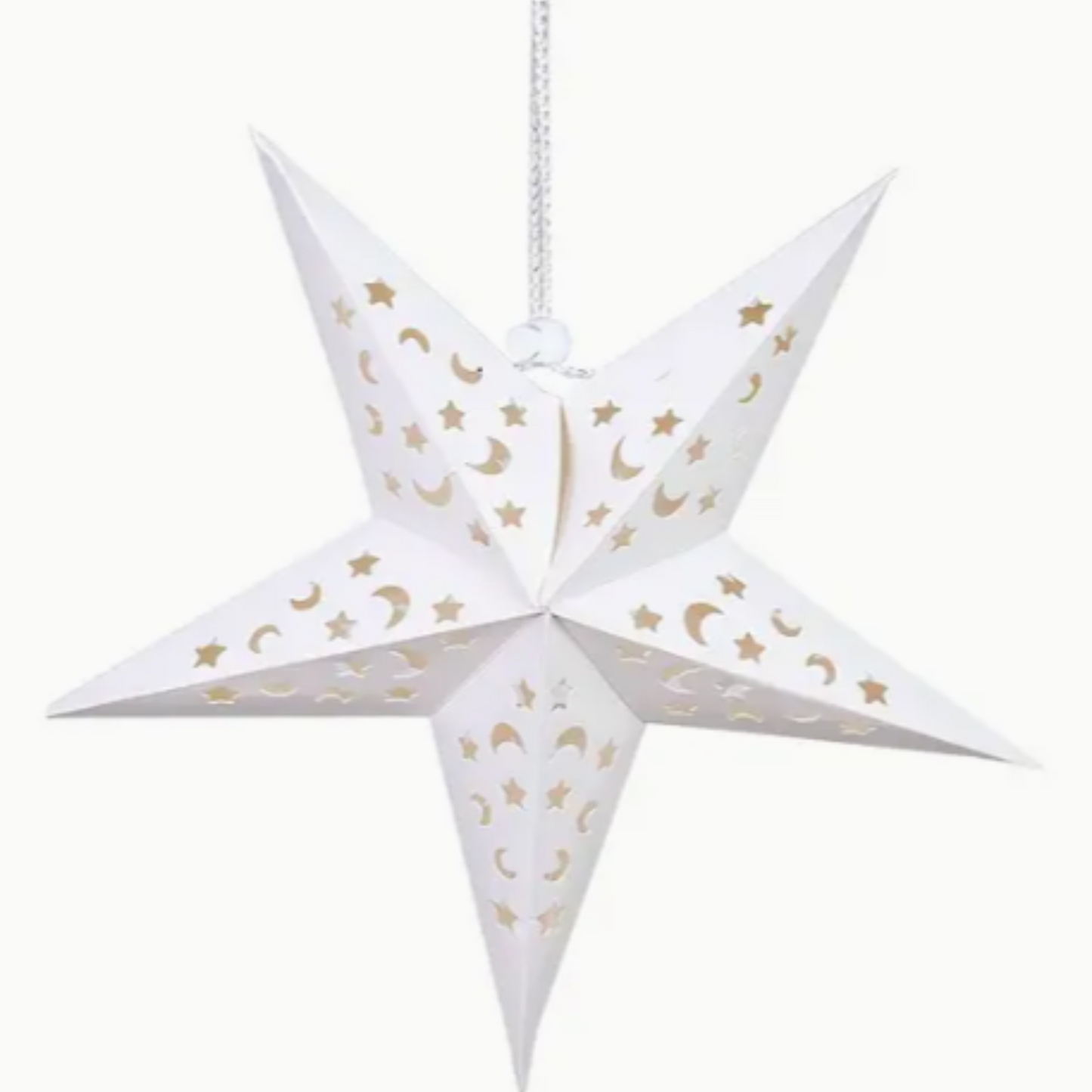 White Laser-Cut Moon & Star Hanging Pendant