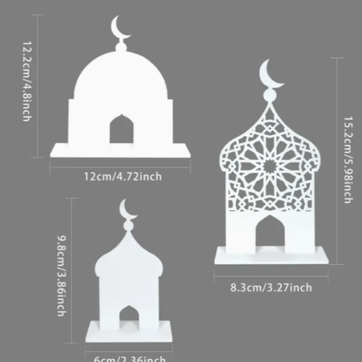 White Acrylic Mosque Silhouette Set