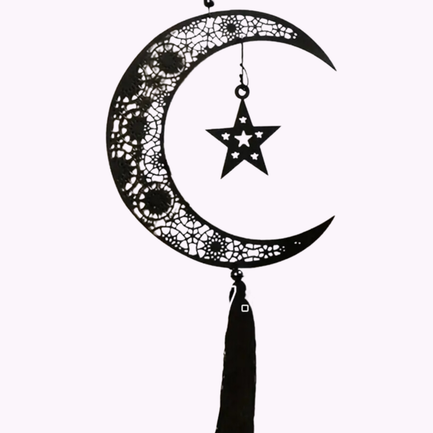 Wooden Black Moon & Star Hanging Pendant