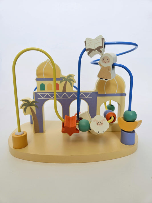 Islamic-Themed Wooden Bead Maze Toy