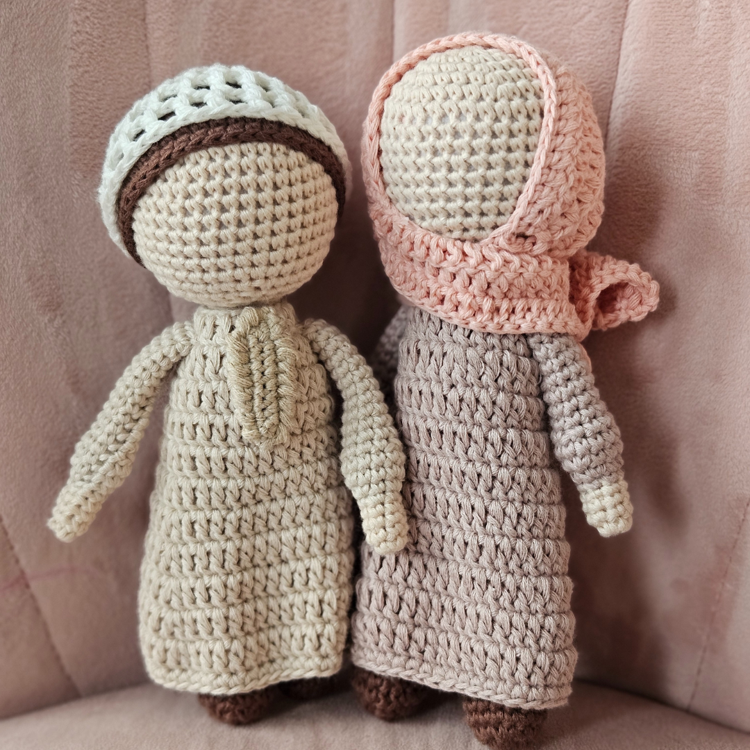 Aayah Handmade Faceless Crochet Doll  - Male and Female Set