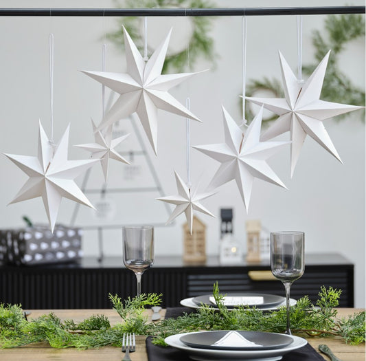 3D White Stars Hanging Decorations