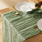 Boho Green Gauze Table Runner 90cm x 180cm