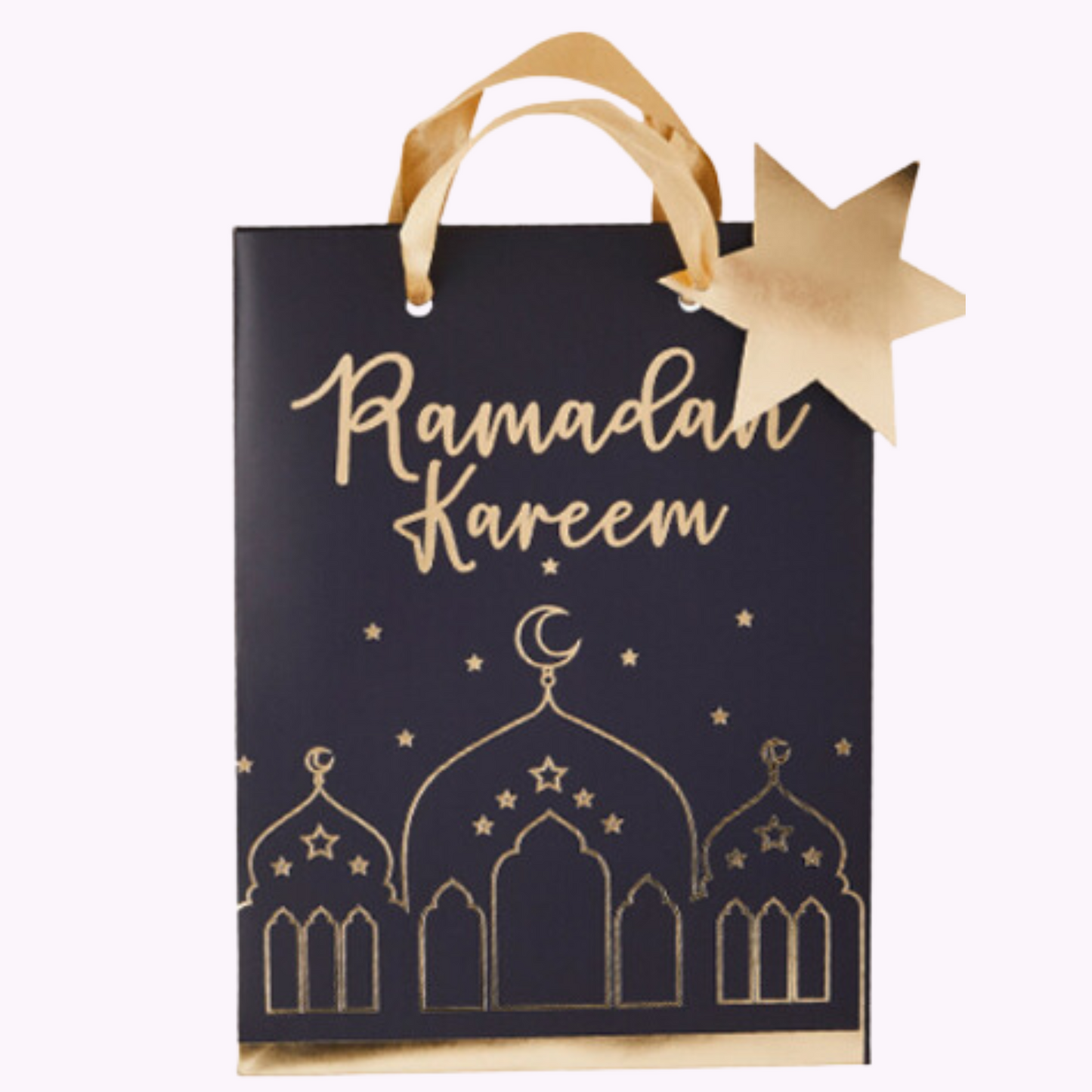 Ramadan Black & Gold Small Paper Gift Bags - Pack of 5 (20cm x 15cm)