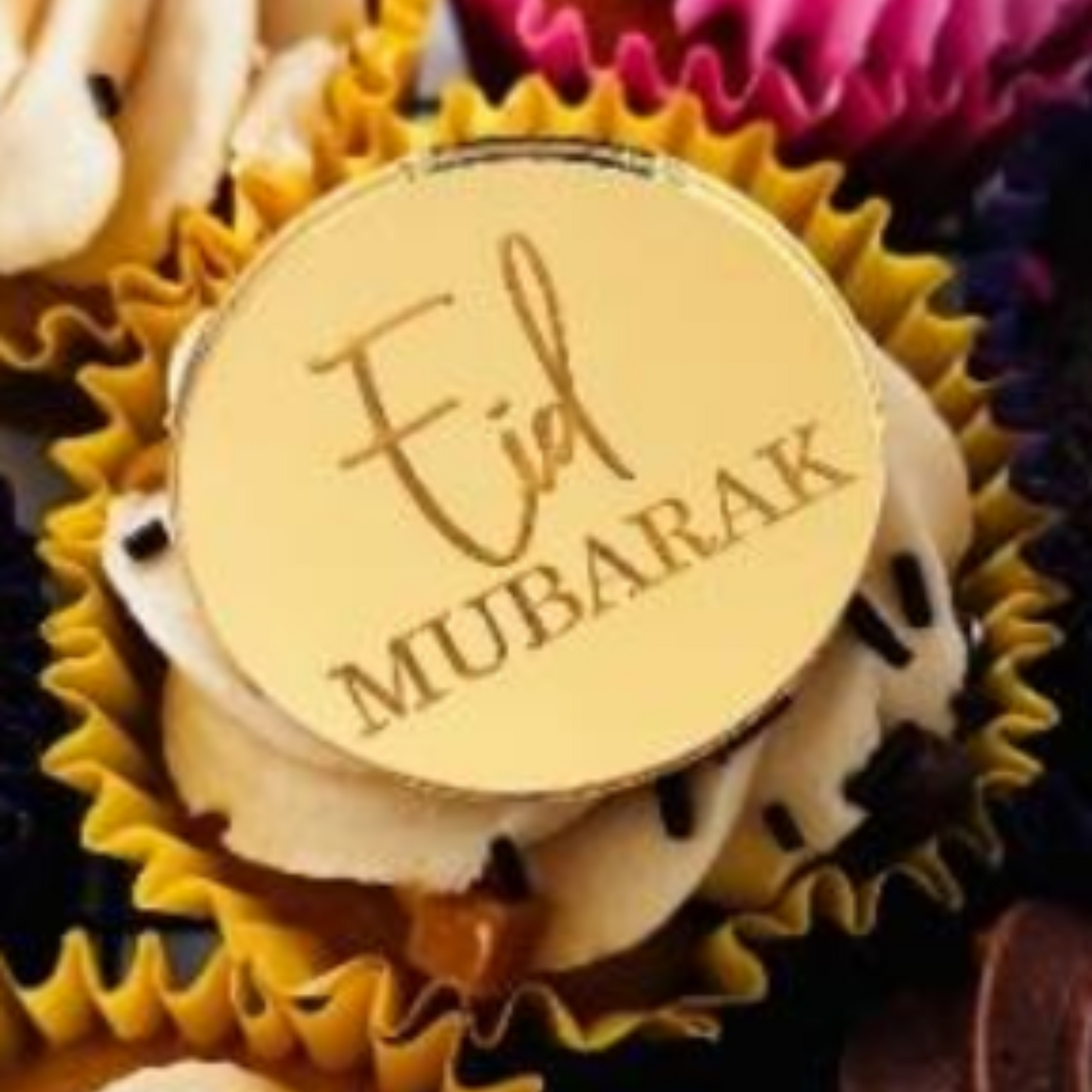 Eid Mubarak Gold Acrylic Cupcake Toppers (Set of 10)