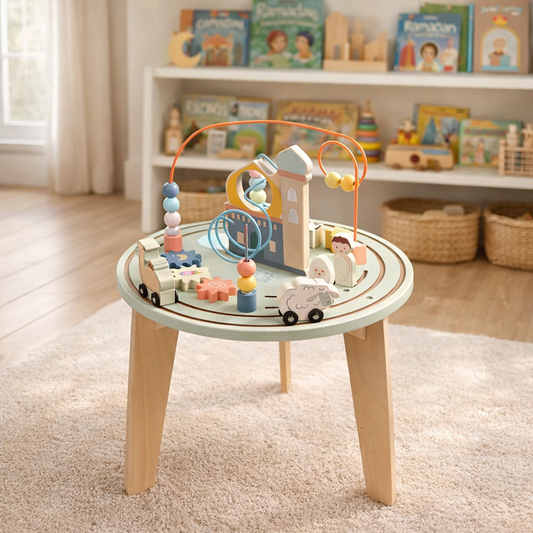 The First Islamic Wooden Activity Table – Joy and Jannah Exclusive