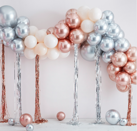 Mixed Metallics Balloon Arch With Streamers