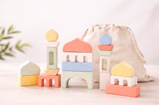 Pastel Wooden Mosque Building Blocks Set