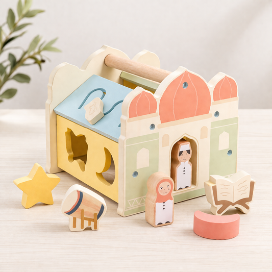 Wooden Pastel Islamic Shape Sorter – Masjid Edition