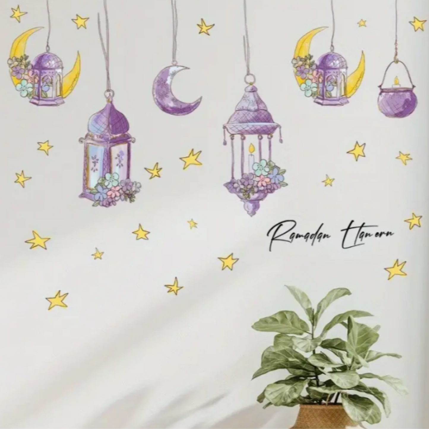 Ramadan Purple Moon Lantern Star Sticker