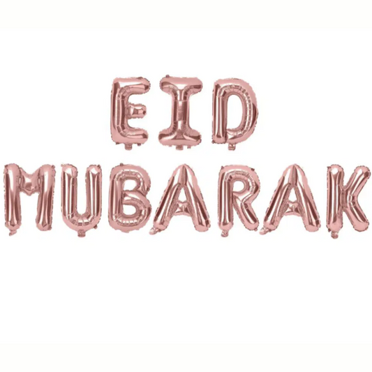 Rose Gold 'Eid Mubarak' Foil Balloon Banner