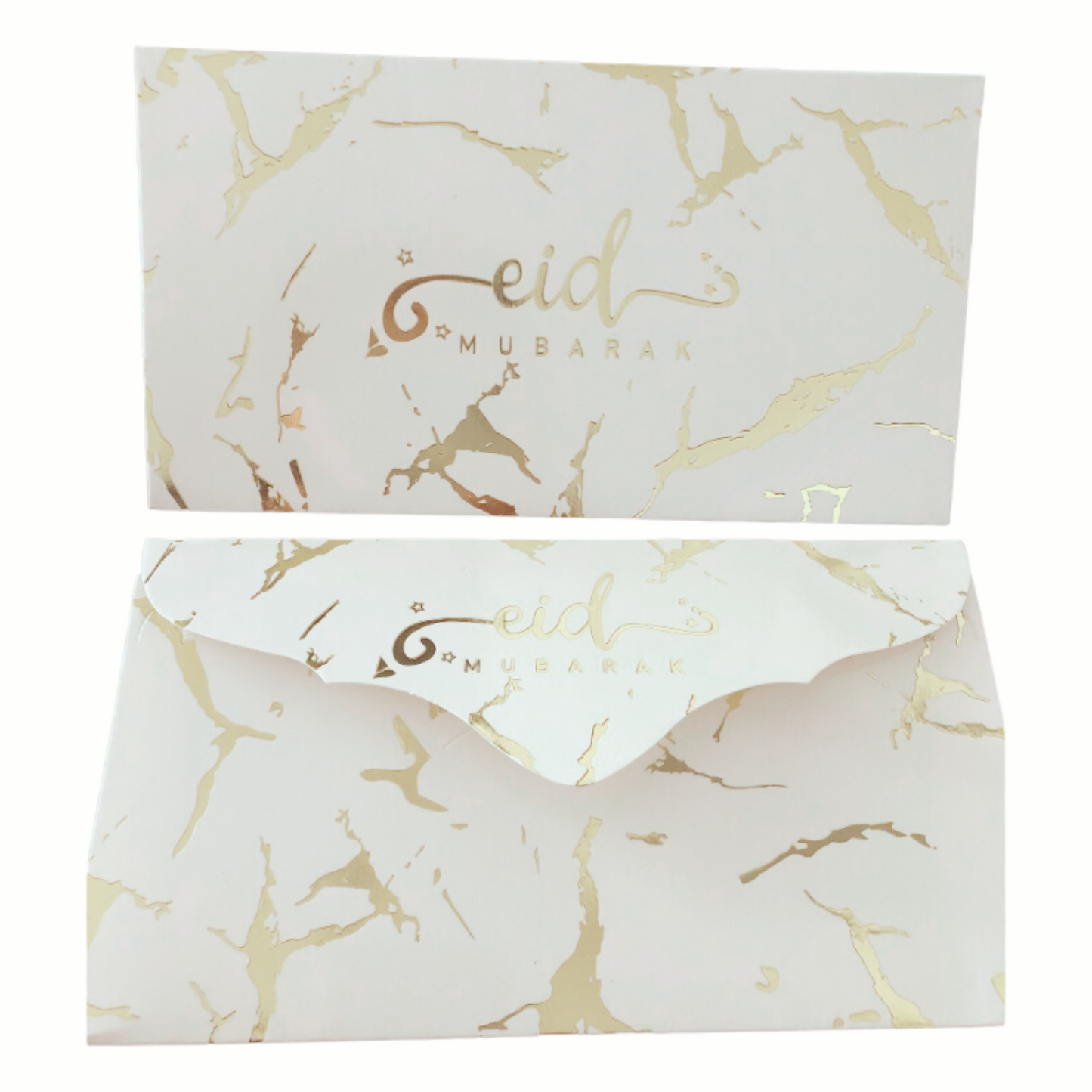 White and Gold Marble Eid Mubarak Money Envelopes