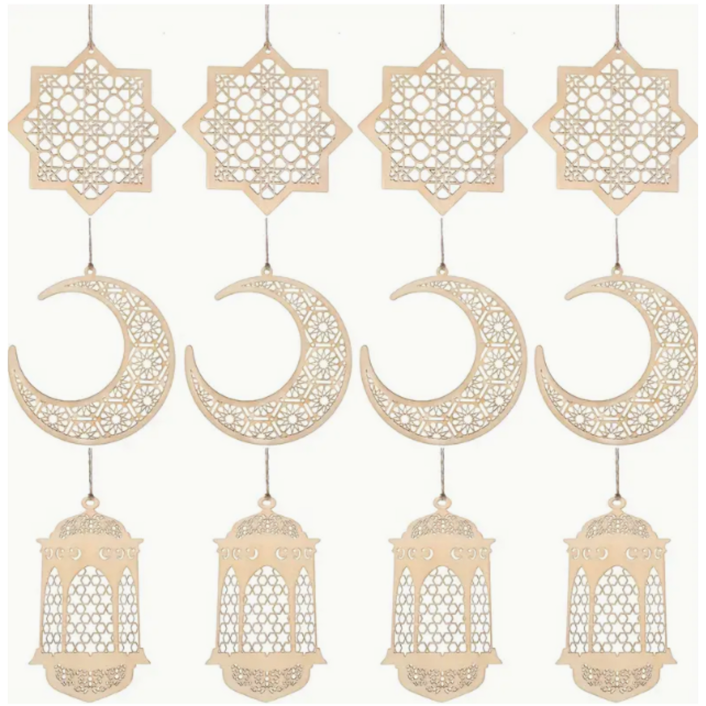 3 Pack Wooden Hanging Ornaments