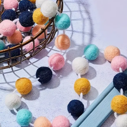 Vibrant Pom Pom Felt Garland