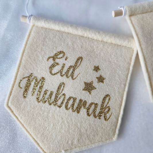 Felt Ivory and Gold 'Eid Mubarak' Banner