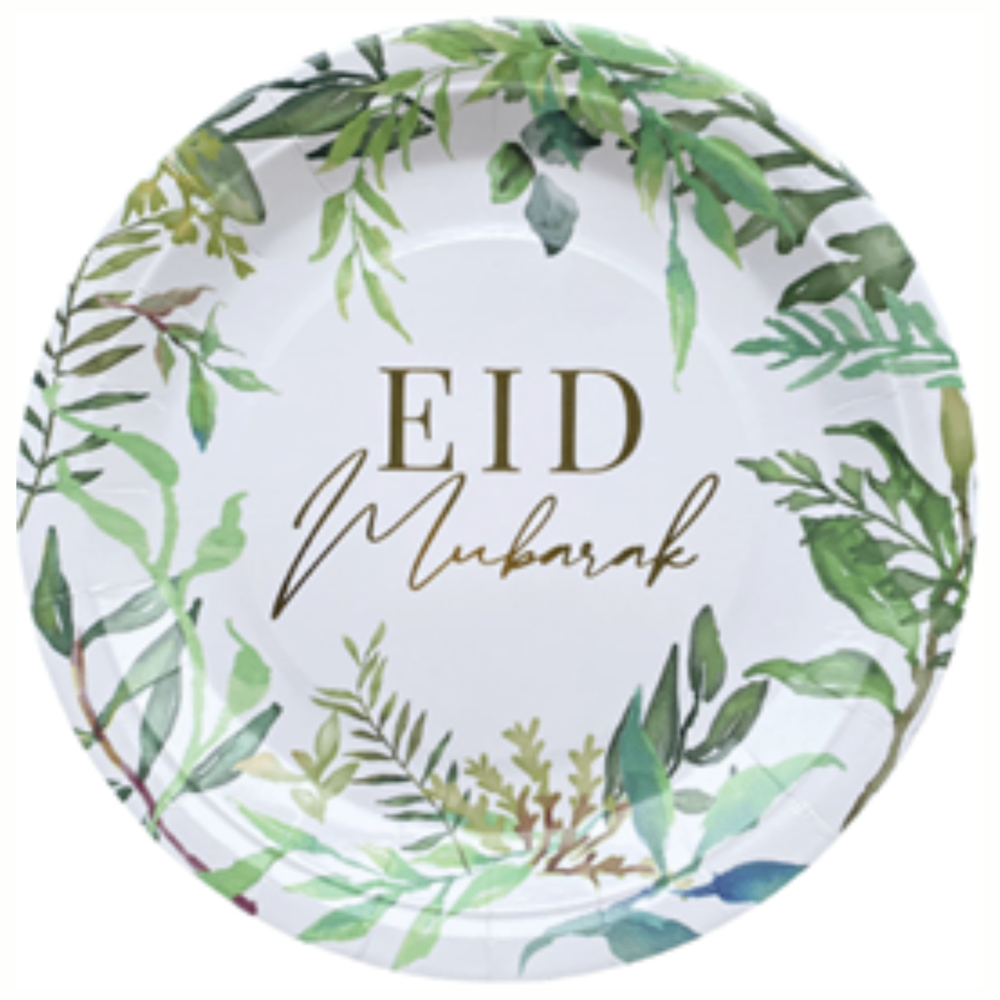 Green and Gold Eid Mubarak Paper Plate