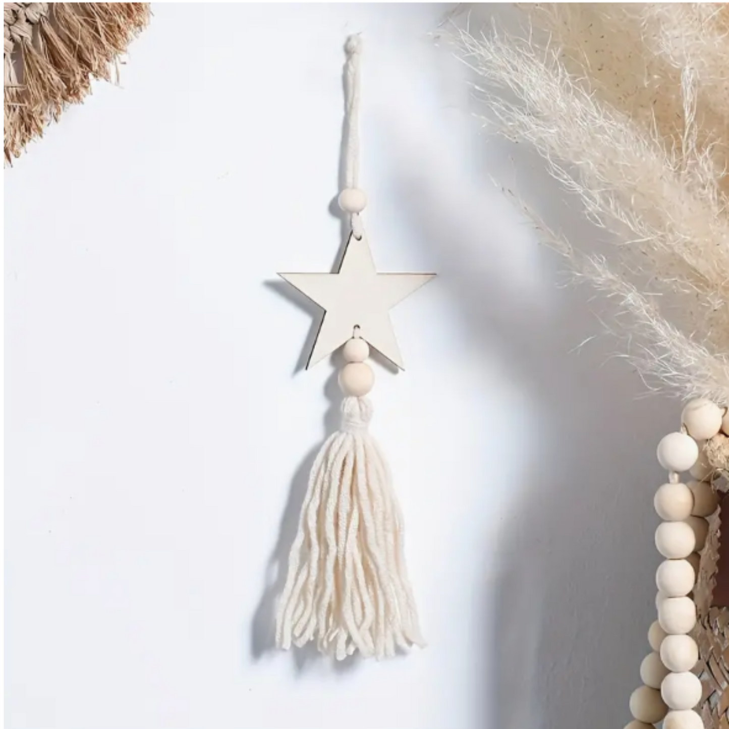 Wooden Star Tassel Hanging Decor