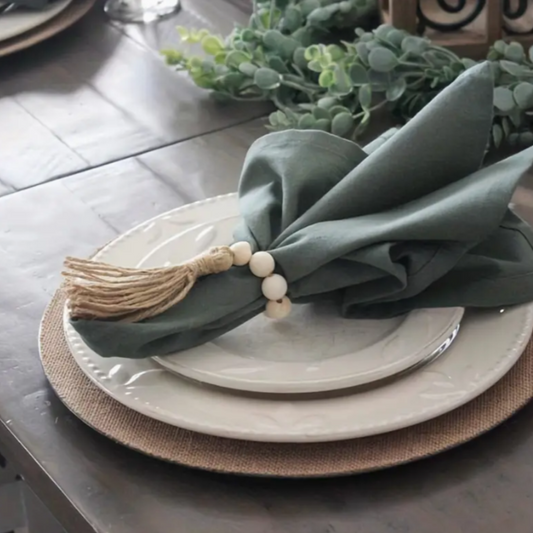 Wooden Bead Napkins with Tassels