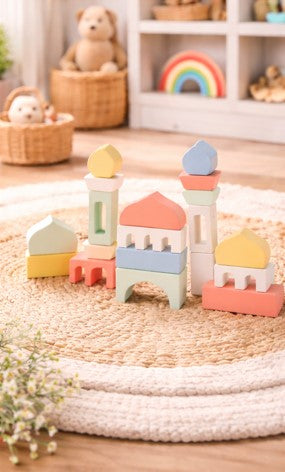 Pastel Wooden Mosque Building Blocks Set